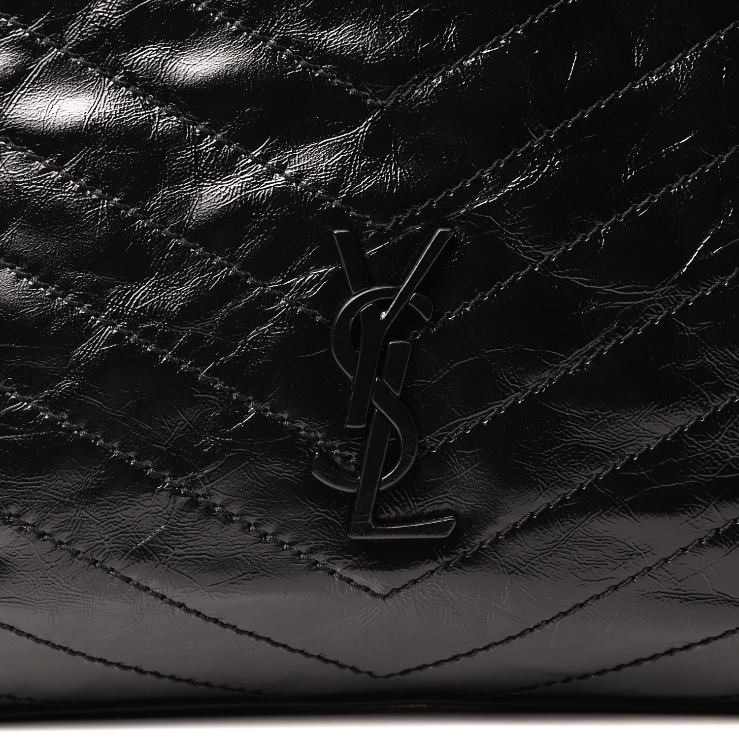 Saint Laurent Crinkled Calfskin Matelasse Monogram Medium Niki Shopper Tote Black 9 of 14