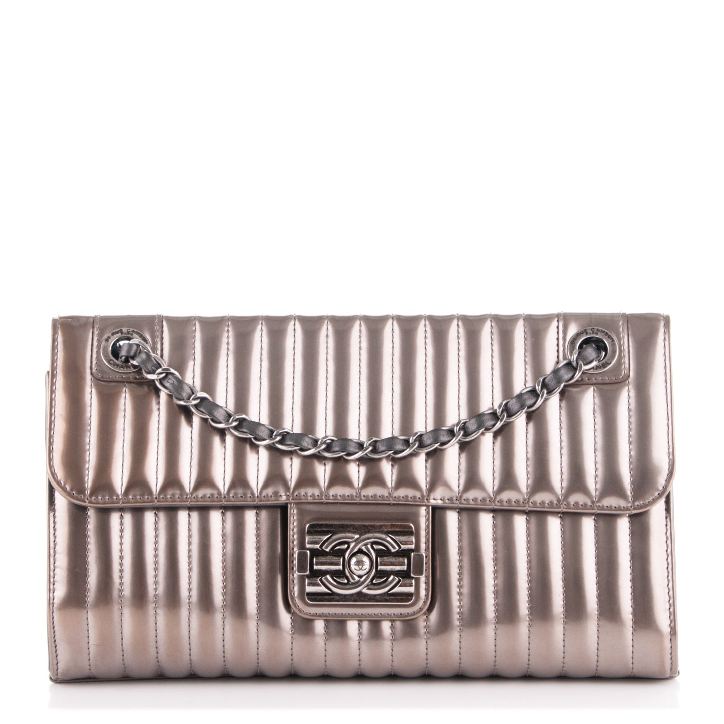 Metallic Calfskin Maharaja Express Flap Silver