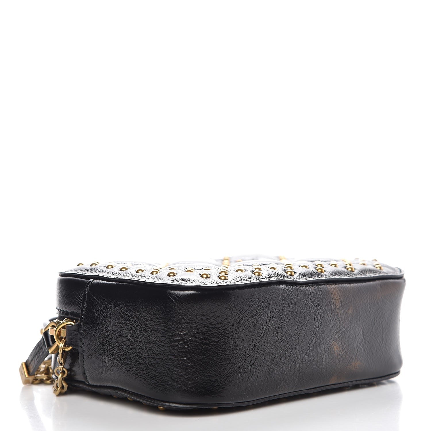 Christian Dior Crinkled Calfskin Studded Cannage Camera Case Black 4 of 10