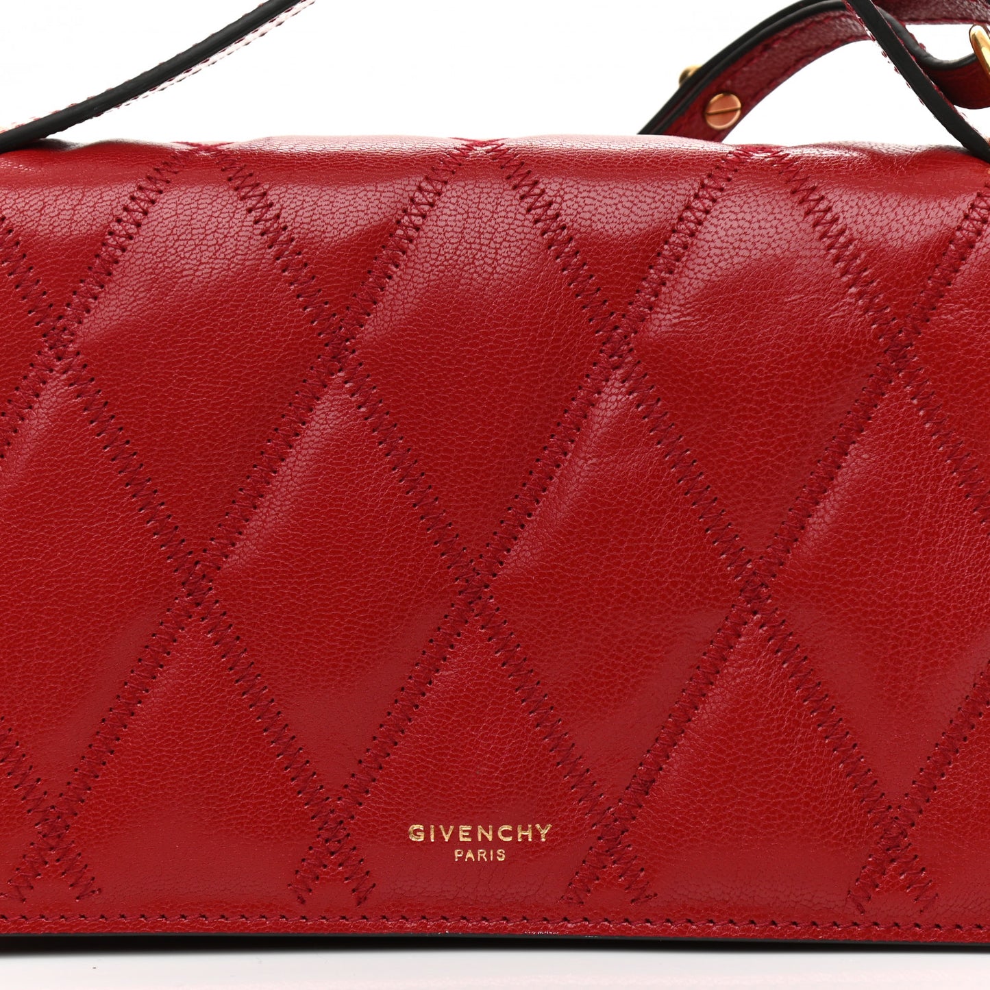 Goatskin Quilted GV3 Strap Wallet Vermillon