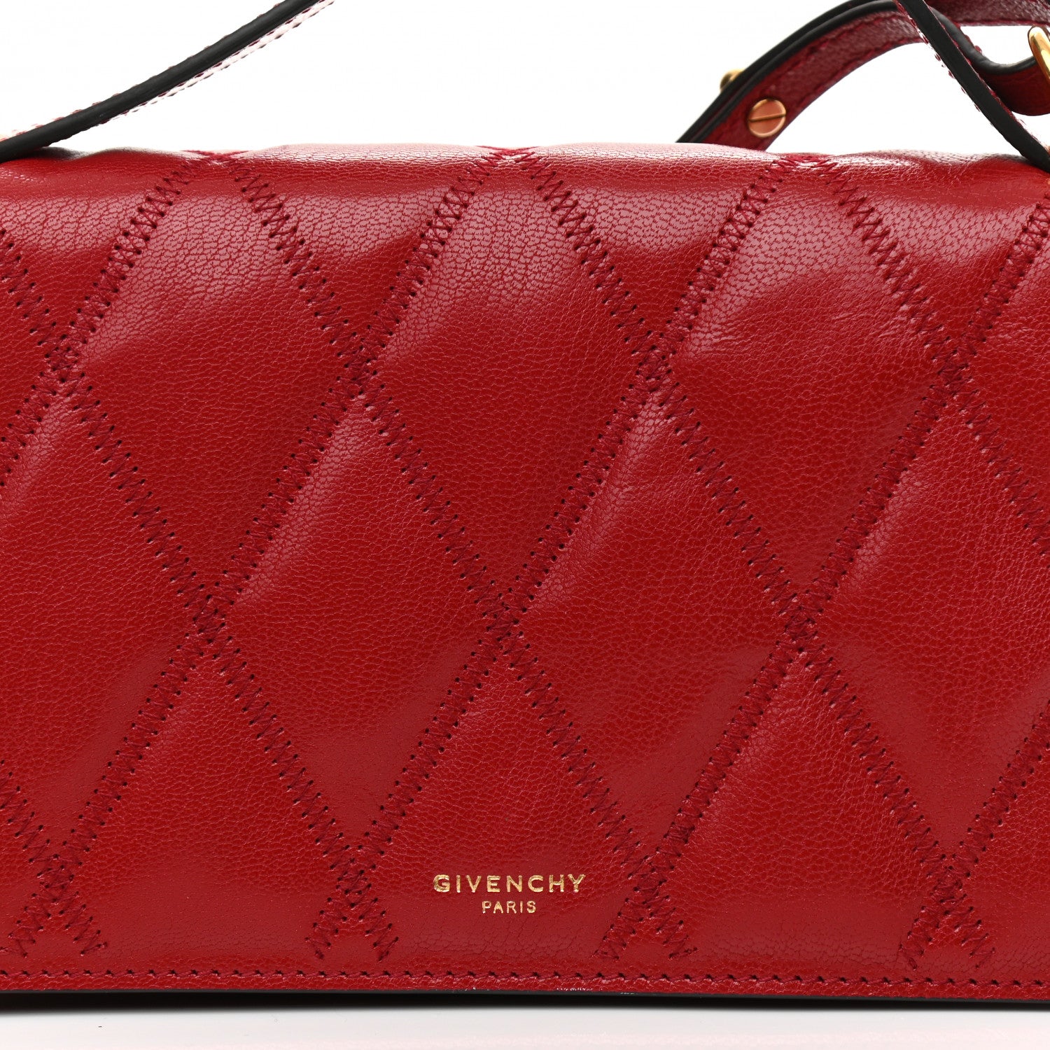 Givenchy Goatskin Quilted GV3 Strap Wallet Vermillon 9 of 14