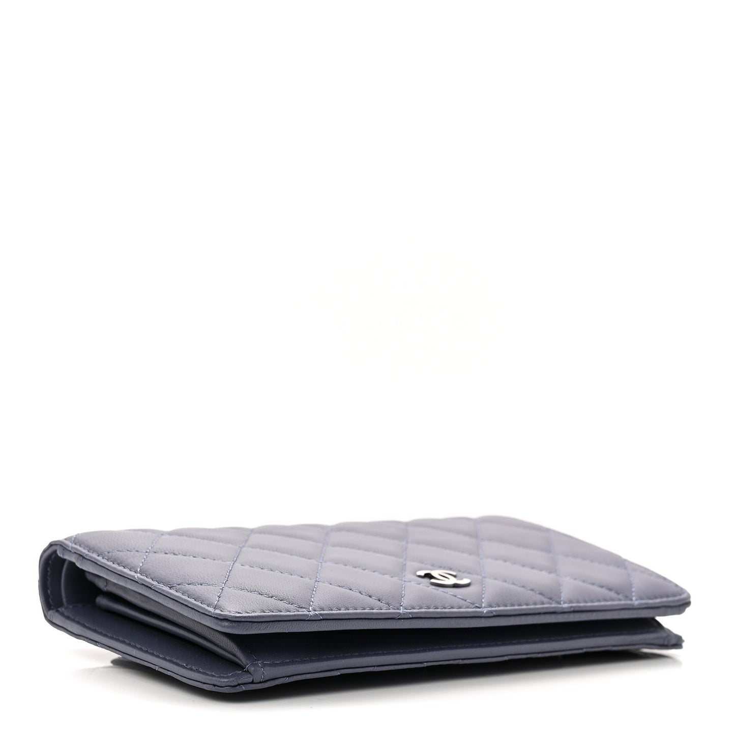 Lambskin Quilted Yen Wallet Blue