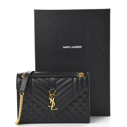 Saint Laurent Grain De Poudre Textured Mixed Matelasse Triquilt Medium Monogram Satchel Black 10 of 10