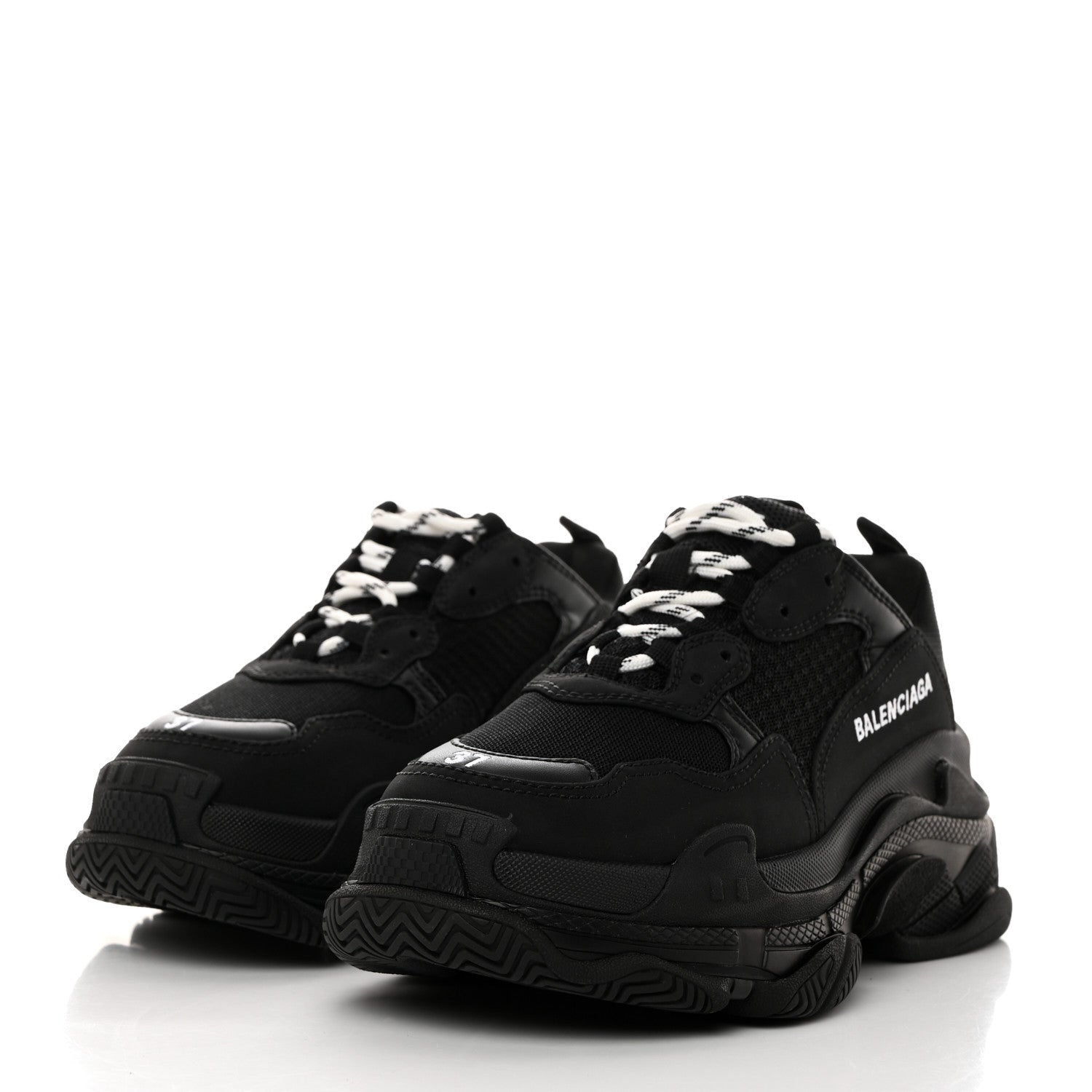 Balenciaga Fabric Mesh Womens Triple S Sneakers 37 Black 3 of 9