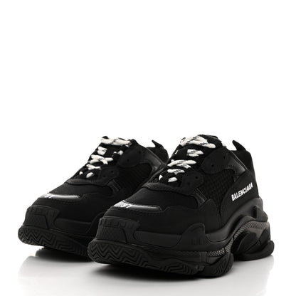 Balenciaga Fabric Mesh Womens Triple S Sneakers 37 Black 3 of 9