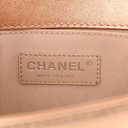 Chanel Metallic Calfskin Perforated Small Boy Flap Gold 6 of 12