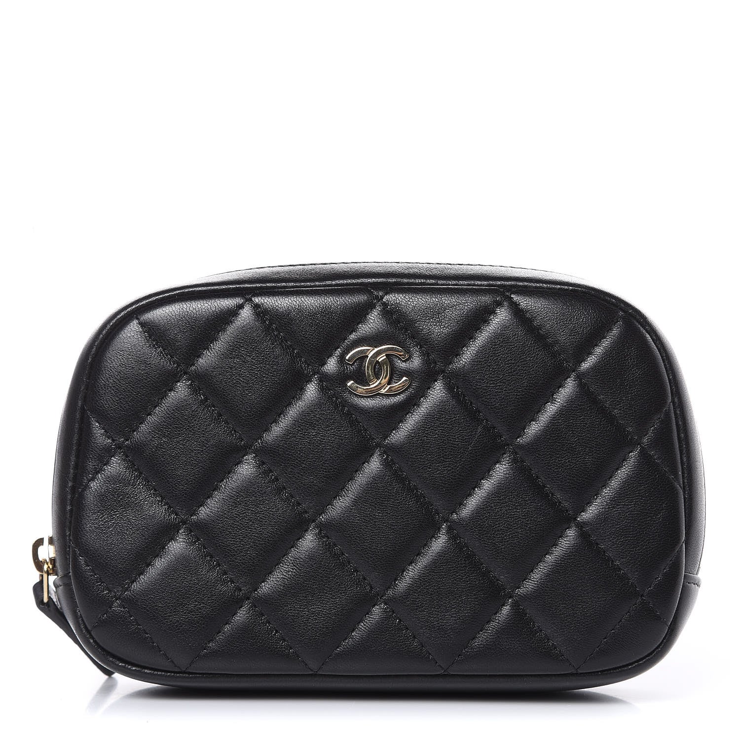 Chanel Lambskin Quilted Small Curvy Pouch Cosmetic Case Black 1 of 12