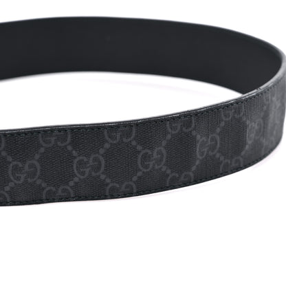 Gucci GG Supreme Monogram Selleria Calfskin Interlocking G 40mm Belt 100 40 Black Grey 5 of 6