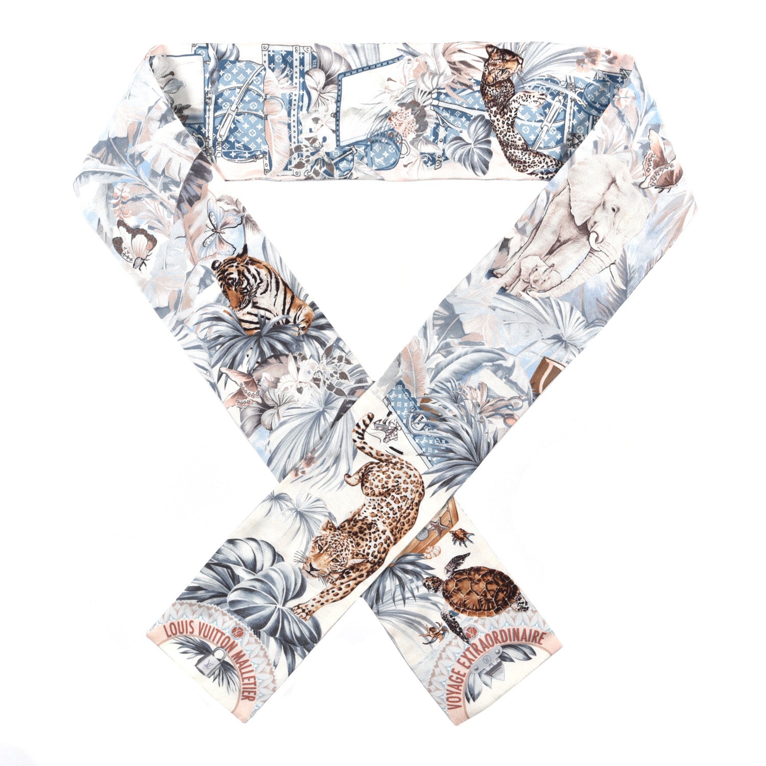 Louis Vuitton Silk Voyage Extraordinaire Bandeau Blue Grey 1 of 3