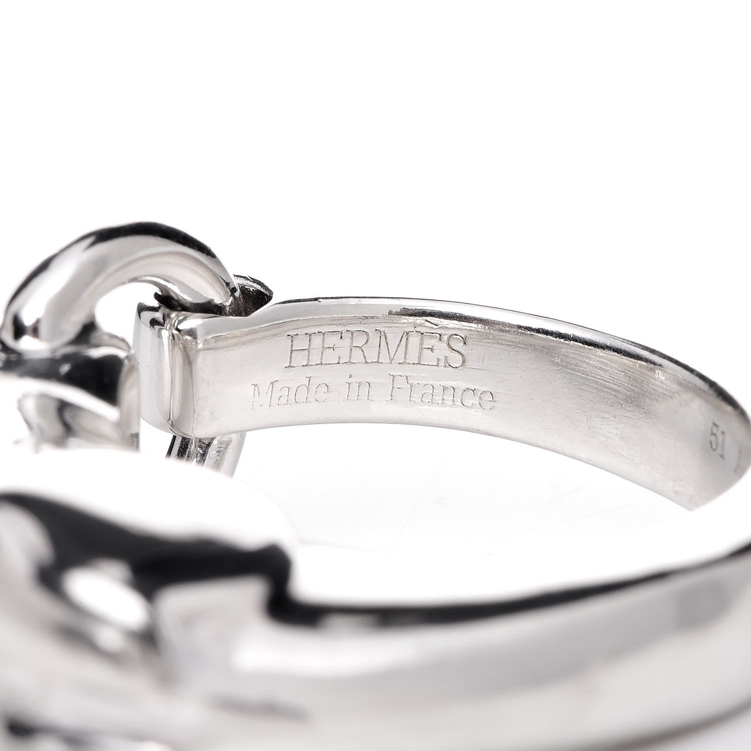 Hermes Sterling Silver Small Galop Ring 51 5.75 13 of 19