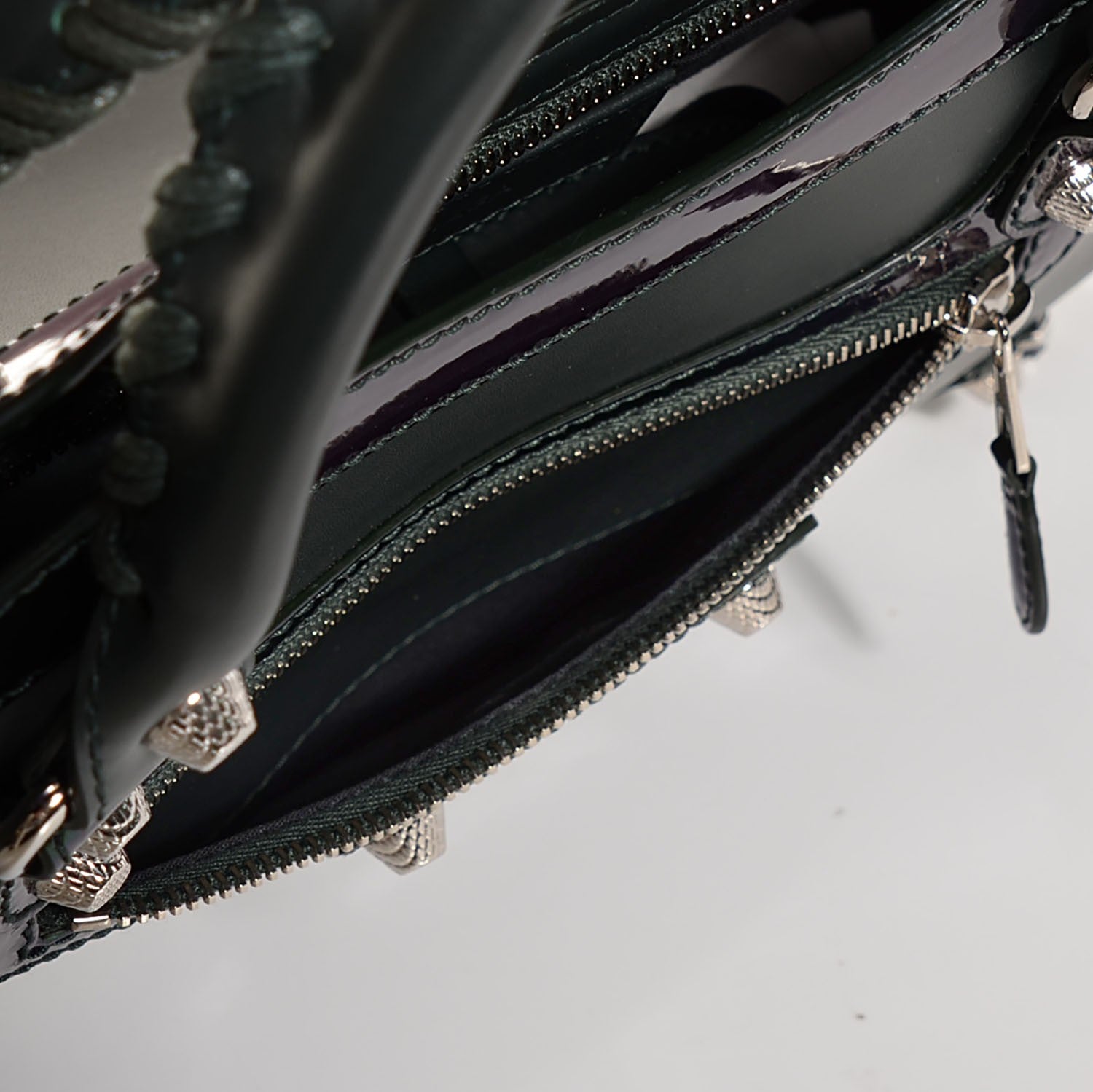 Balenciaga Smooth Calfskin Metallic Patent Giant 12 Silver Hardware City Vert Poker Fonce 6 of 14