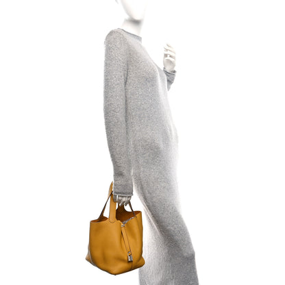 Hermes Taurillon Clemence Picotin Lock 22 MM Jaune Ambre 2 of 10