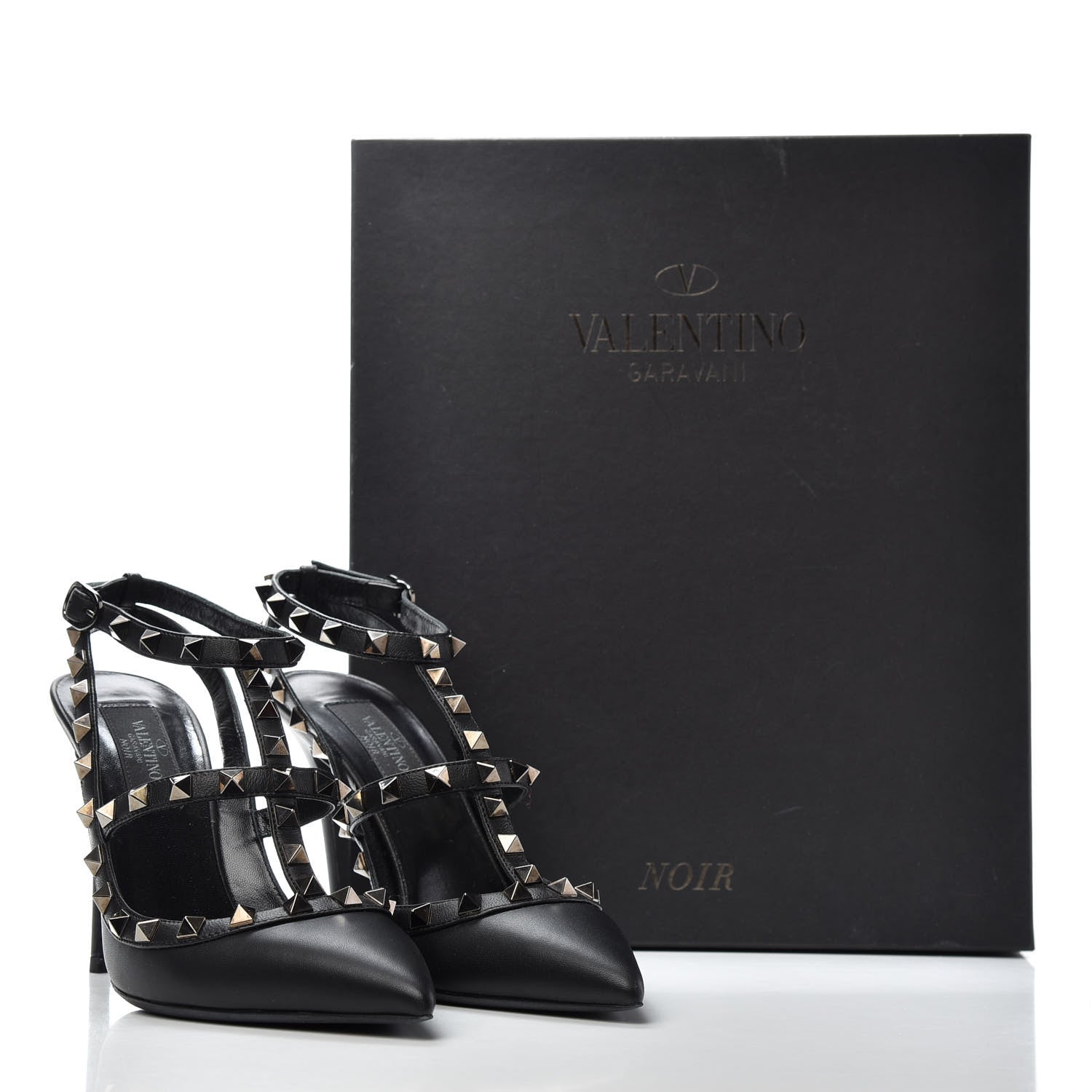 Valentino Garavani Nappa Rockstud Ankle Strap Pumps 36.5 Black 10 of 10