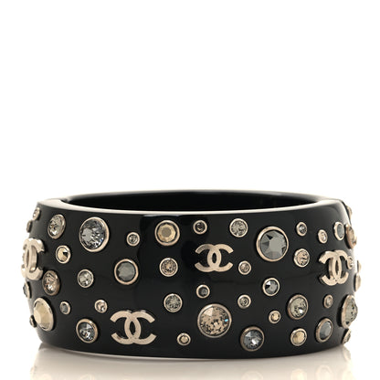 Chanel Resin Crystal CC Cuff Bracelet Ruthenium Black 3 of 5