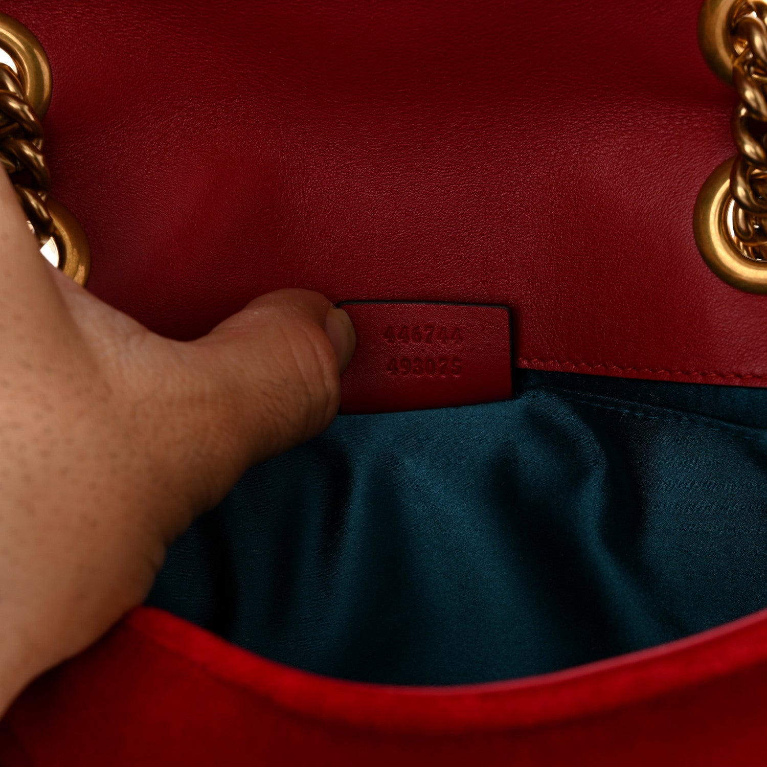 Gucci Velvet Matelasse Mini GG Marmont Shoulder Bag Hibiscus Red 7 of 11