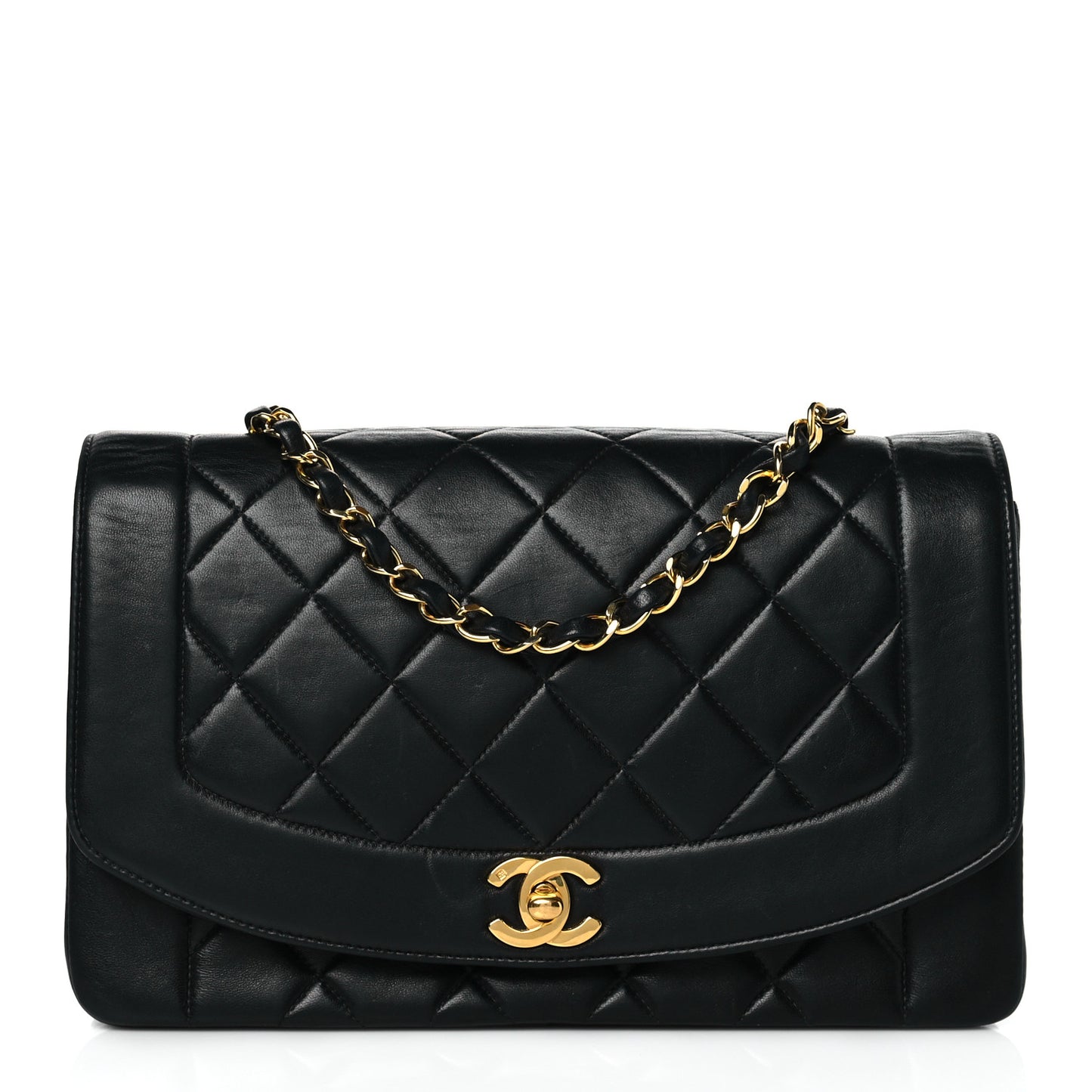 Lambskin Quilted Medium Single Flap Black