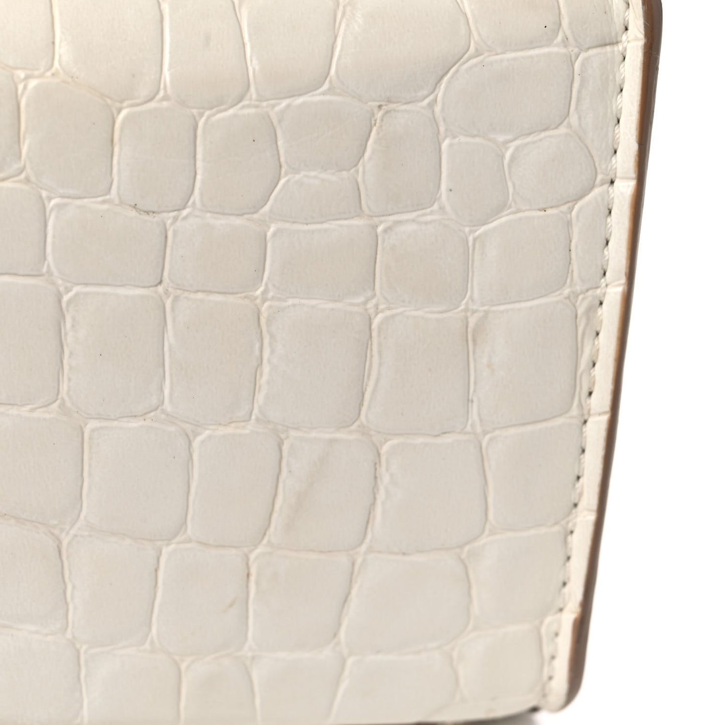 Crocodile Embossed Structured Shoulder Bag White