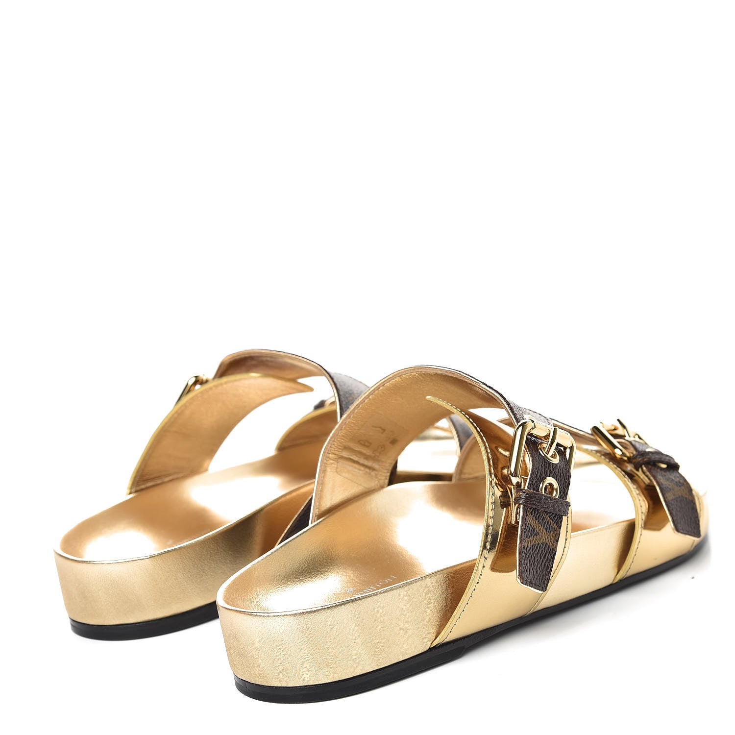 Louis Vuitton Patent Calfskin Monogram Bom Dia Mule Sandals 38 Gold 4 of 10
