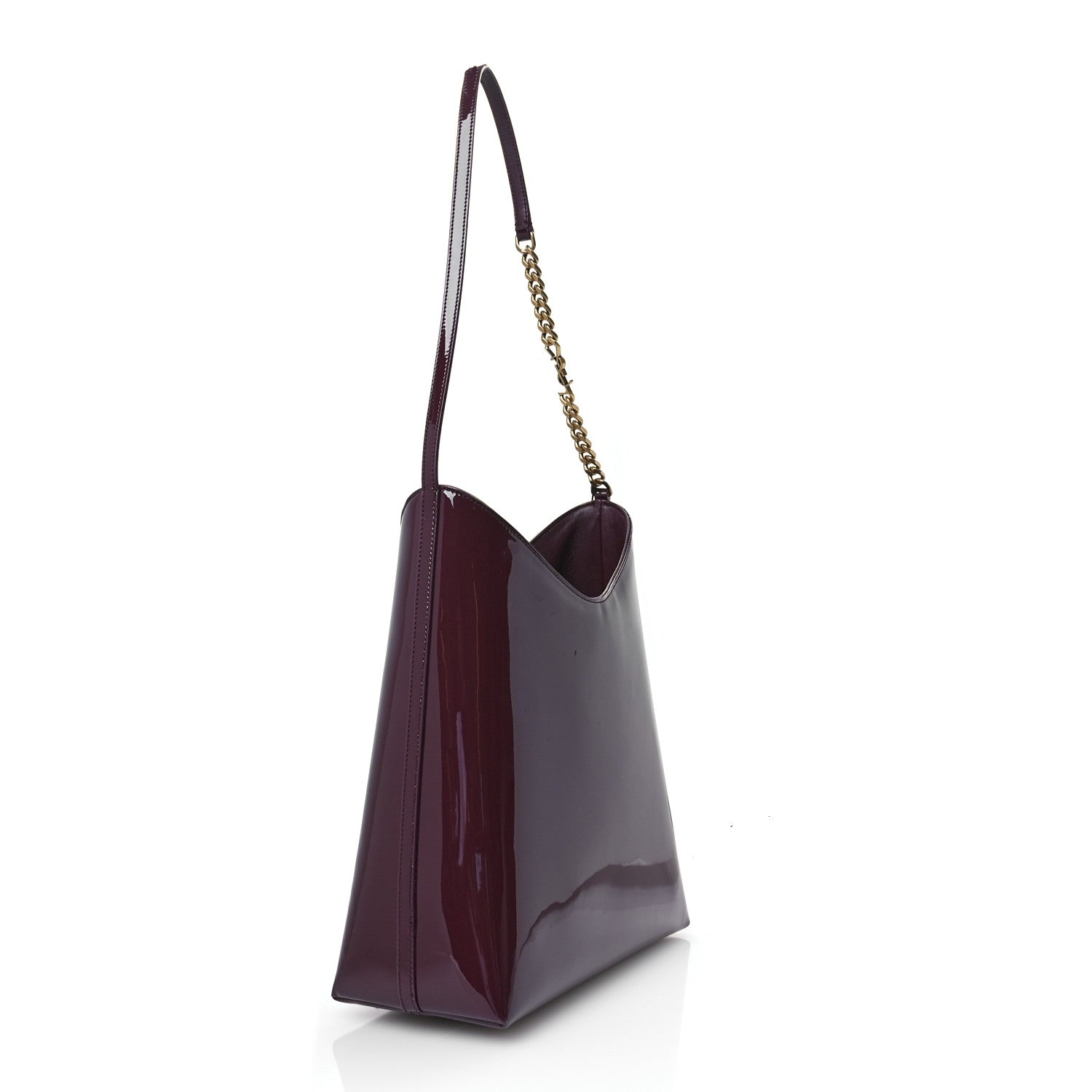 Saint Laurent Patent Calfskin Rendez-Vous Hobo Dark Red Wine 4 of 11