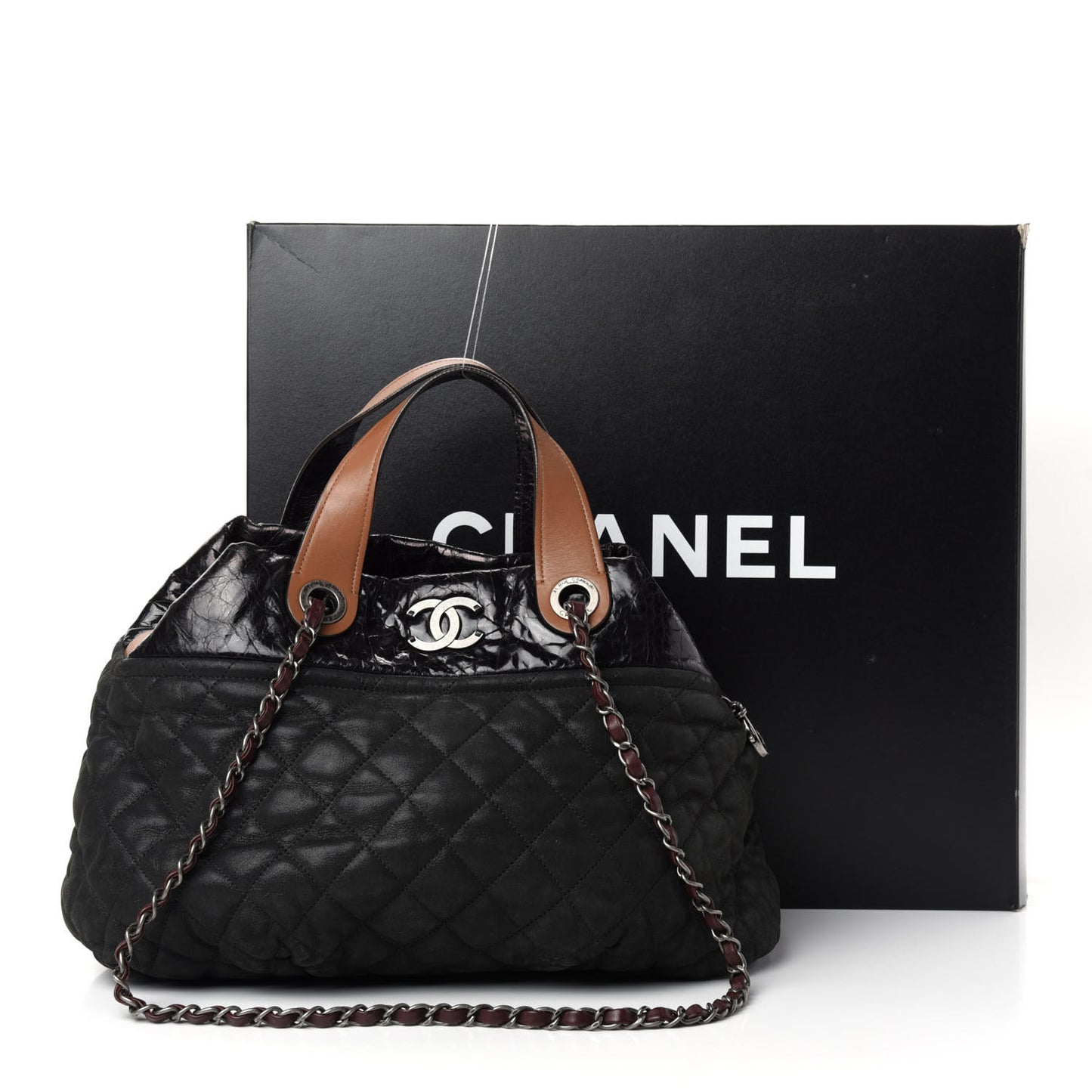 Iridescent Calfskin Small In The Mix Tote Black