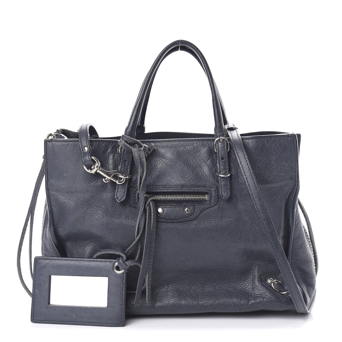 Veau Papier A6 Zip Around Tote Bleu Nuit