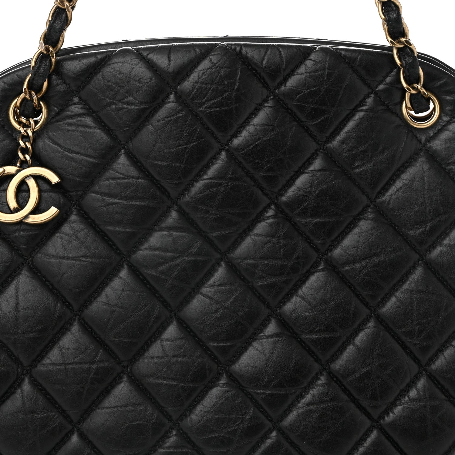 Chanel Aged Calfskin Large Just Mademoiselle Bowling Bag Black 8 of 10