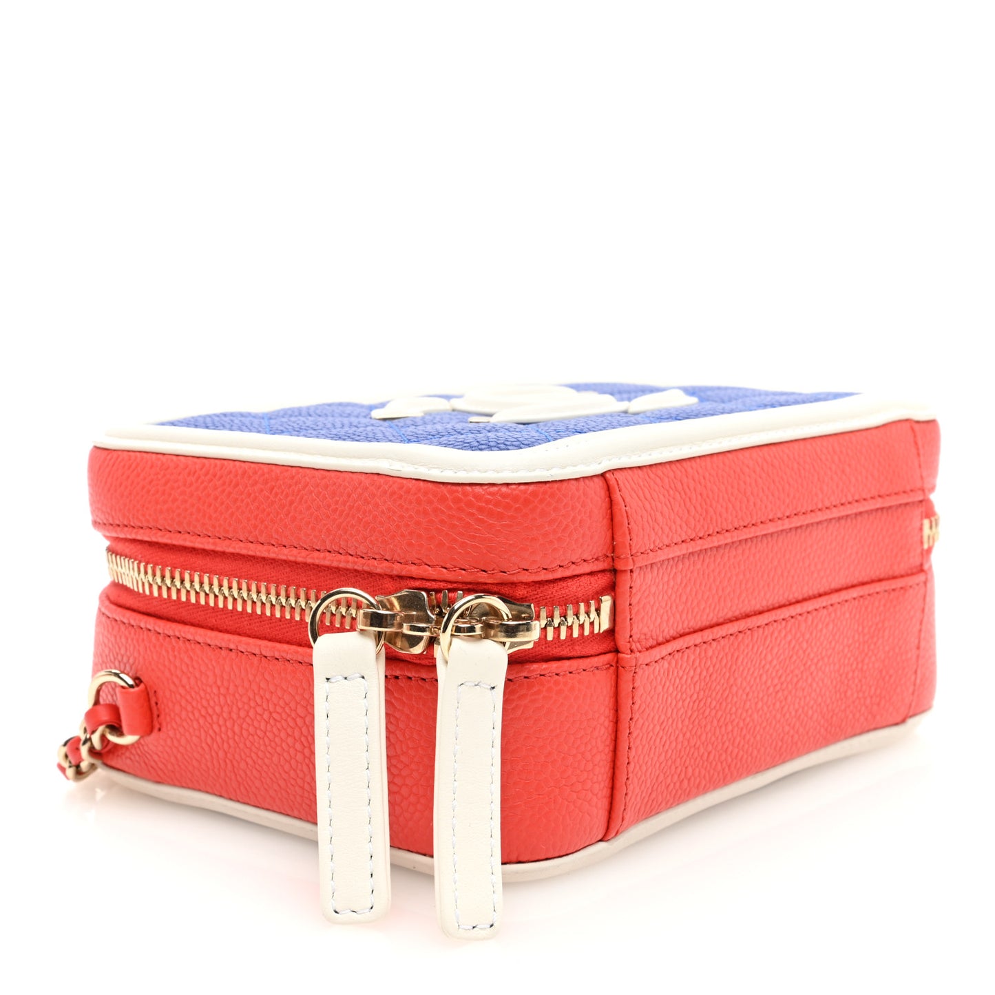 Caviar Quilted Small CC Filigree Vanity Case Blue White Red