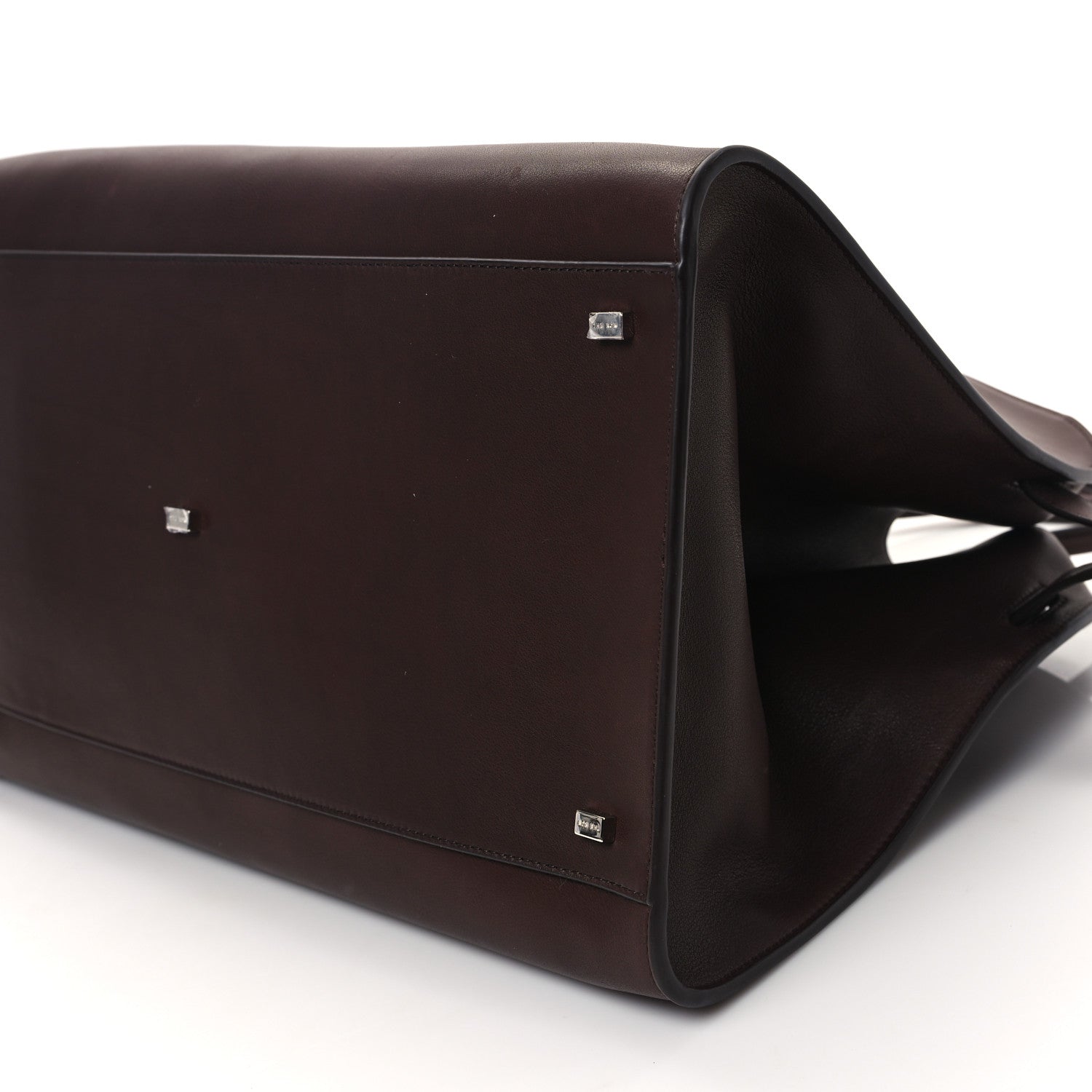 The Row Polished Saddle Calfskin Soft Margaux 17 Dark Brown 9 of 10