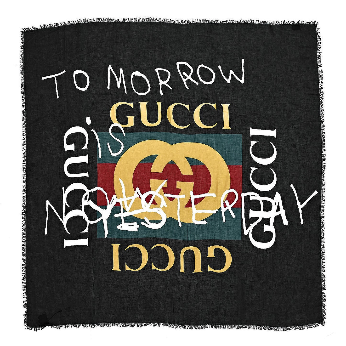Modal Silk Coco Capitan Logo Square Scarf Black