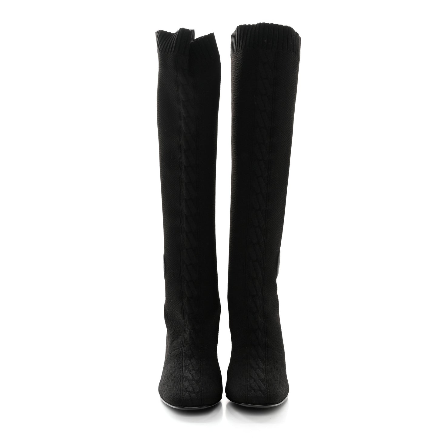Knit Calfskin Fontaine 60 Boots 40 Black