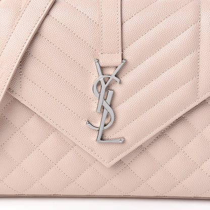 Saint Laurent Grain De Poudre Textured Mixed Matelasse Medium Triquilt Monogram Satchel Marble Pink 9 of 9