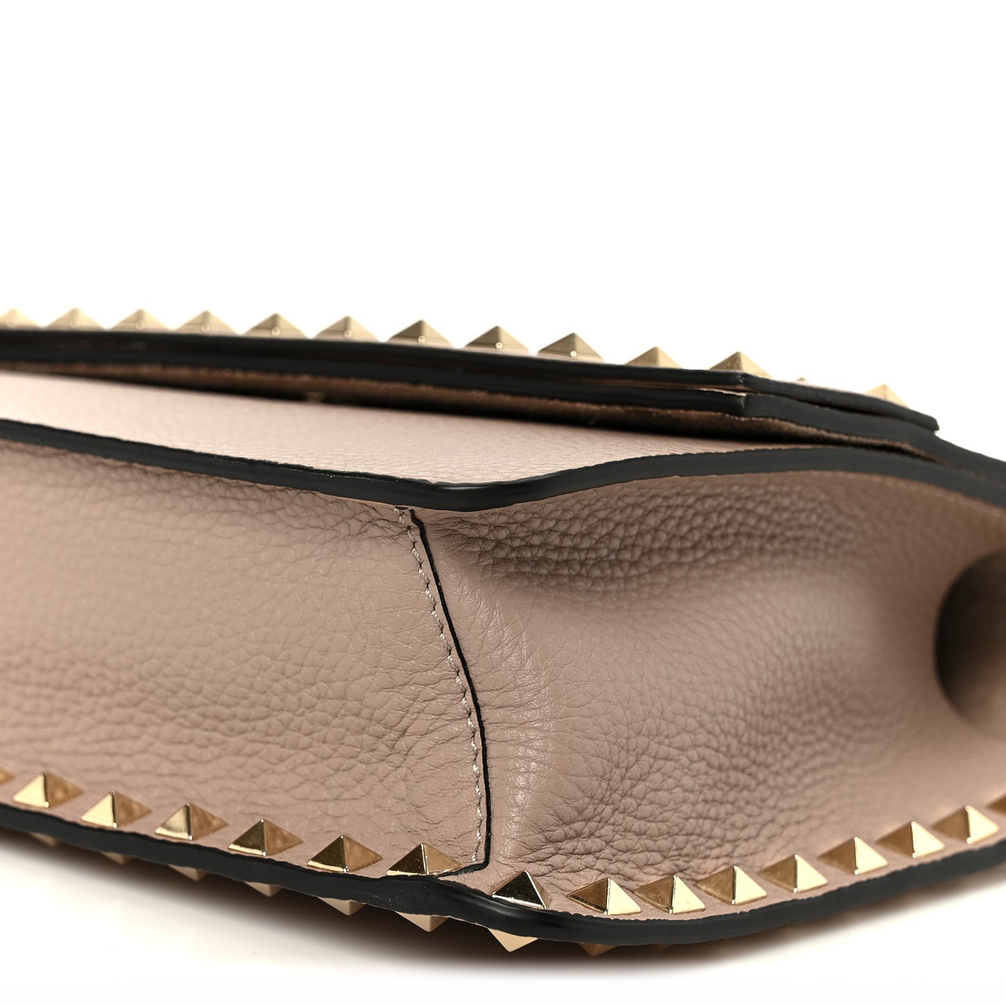 Pebbled Calfskin Rockstud Side Slip Crossbody  Poudre