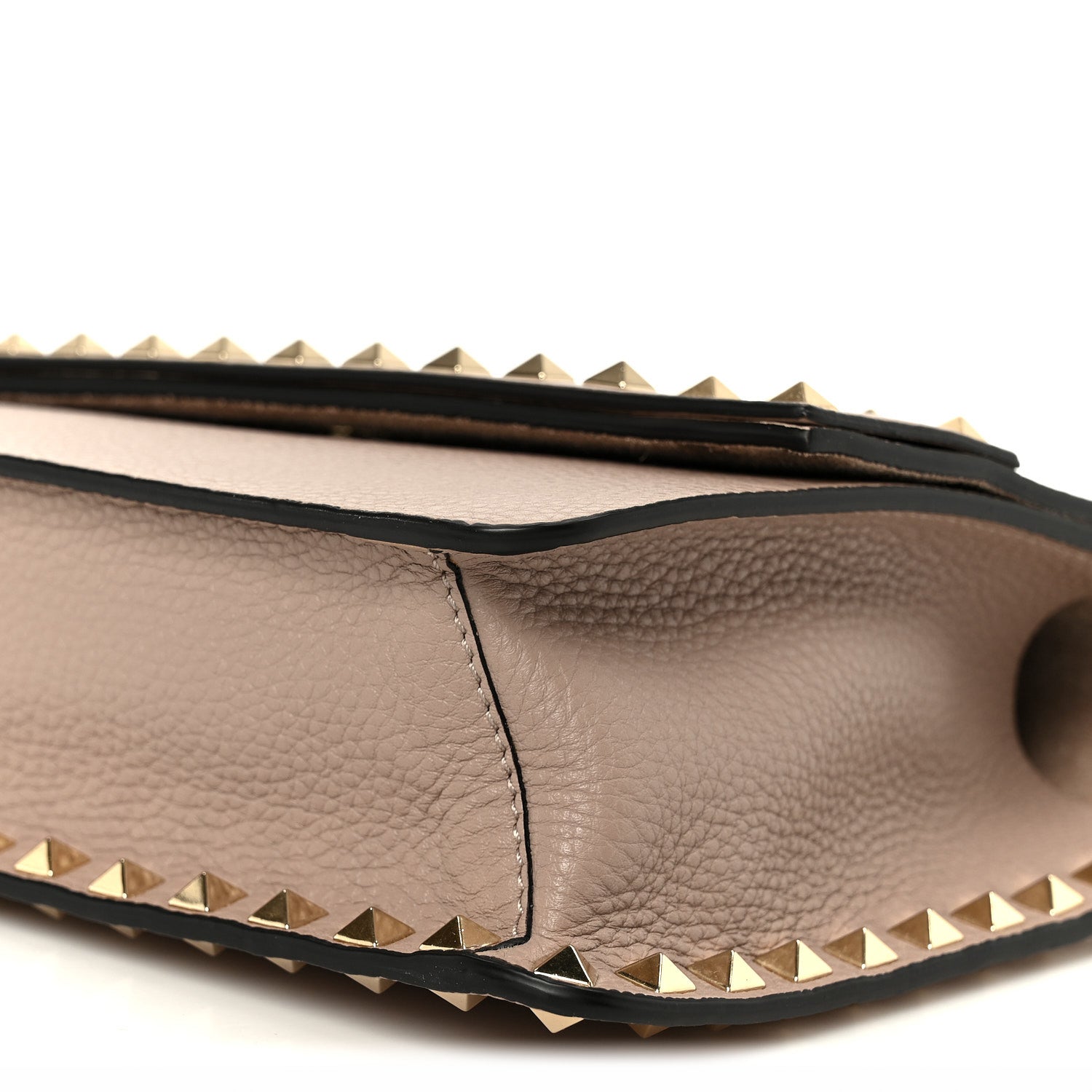Valentino Garavani Pebbled Calfskin Rockstud Side Slip Crossbody  Poudre 9 of 9