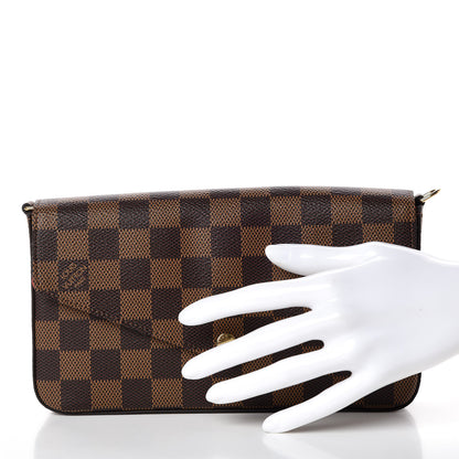 Louis Vuitton Damier Ebene Pochette Felicie Chain Wallet 2 of 9