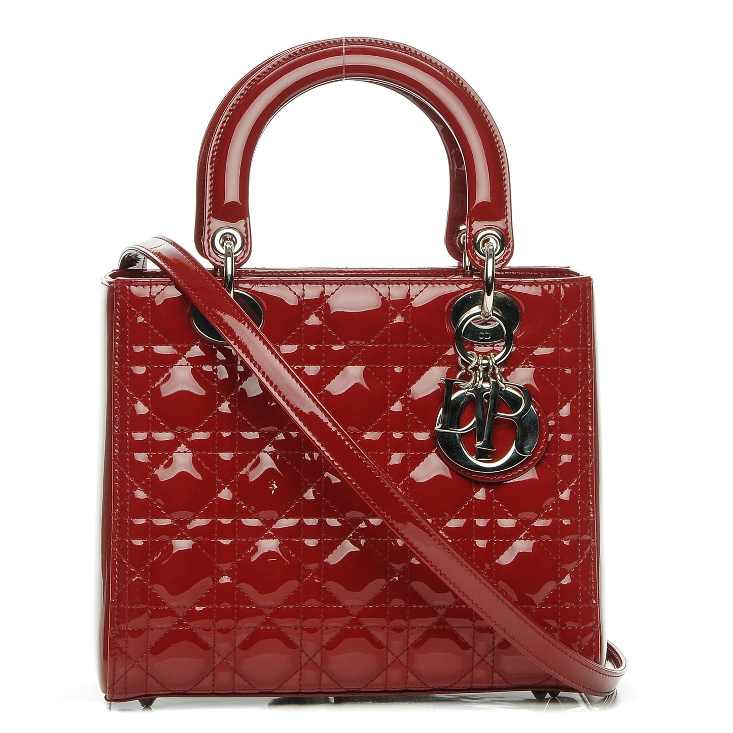 Patent Cannage Medium Lady Dior Red