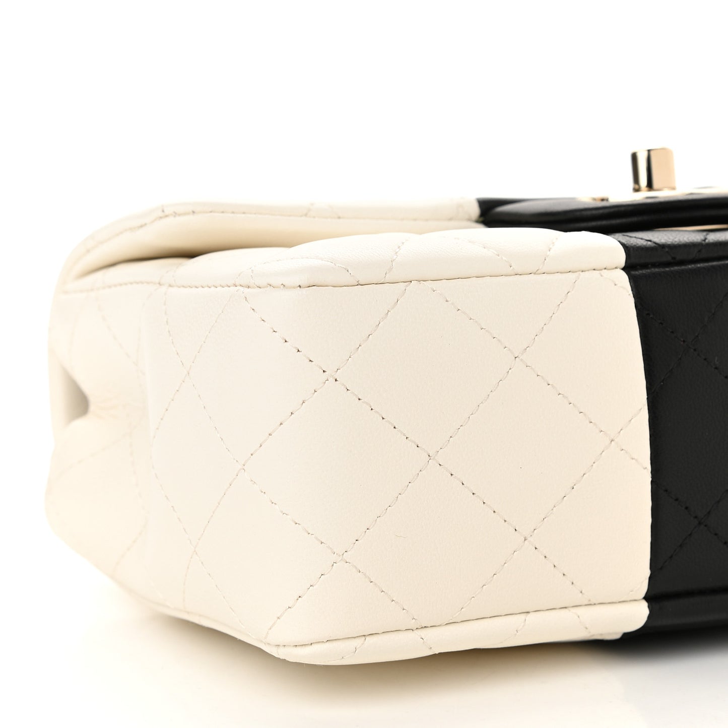 Lambskin Quilted Mini Rectangular Flap White Black