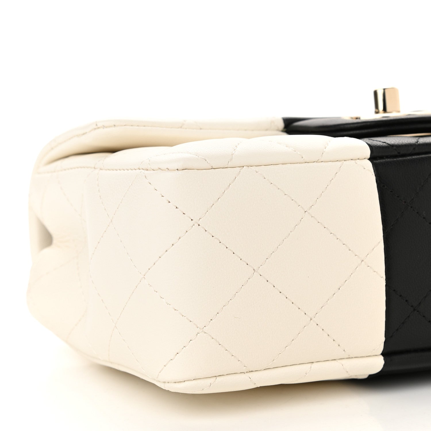 Chanel Lambskin Quilted Mini Rectangular Flap White Black 8 of 9