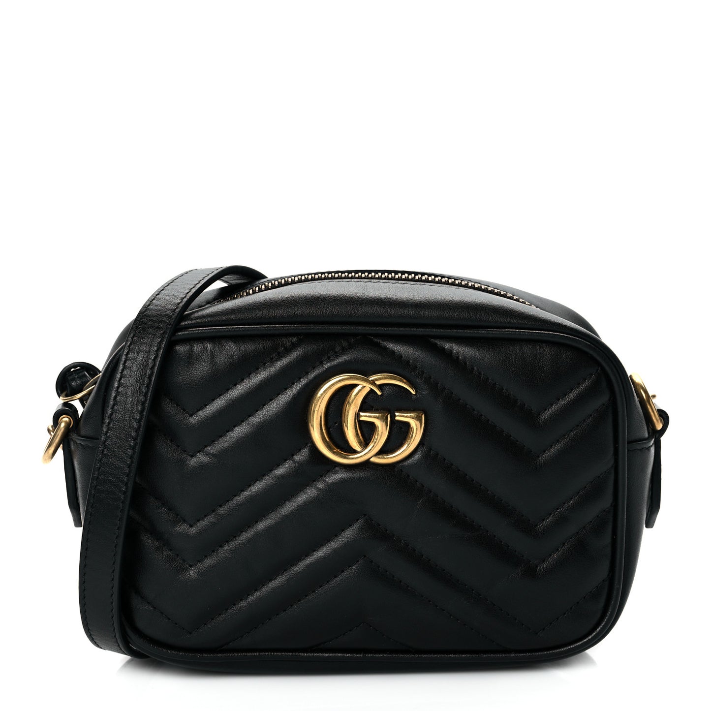 Calfskin Matelasse Mini GG Marmont Chain Shoulder Bag Black