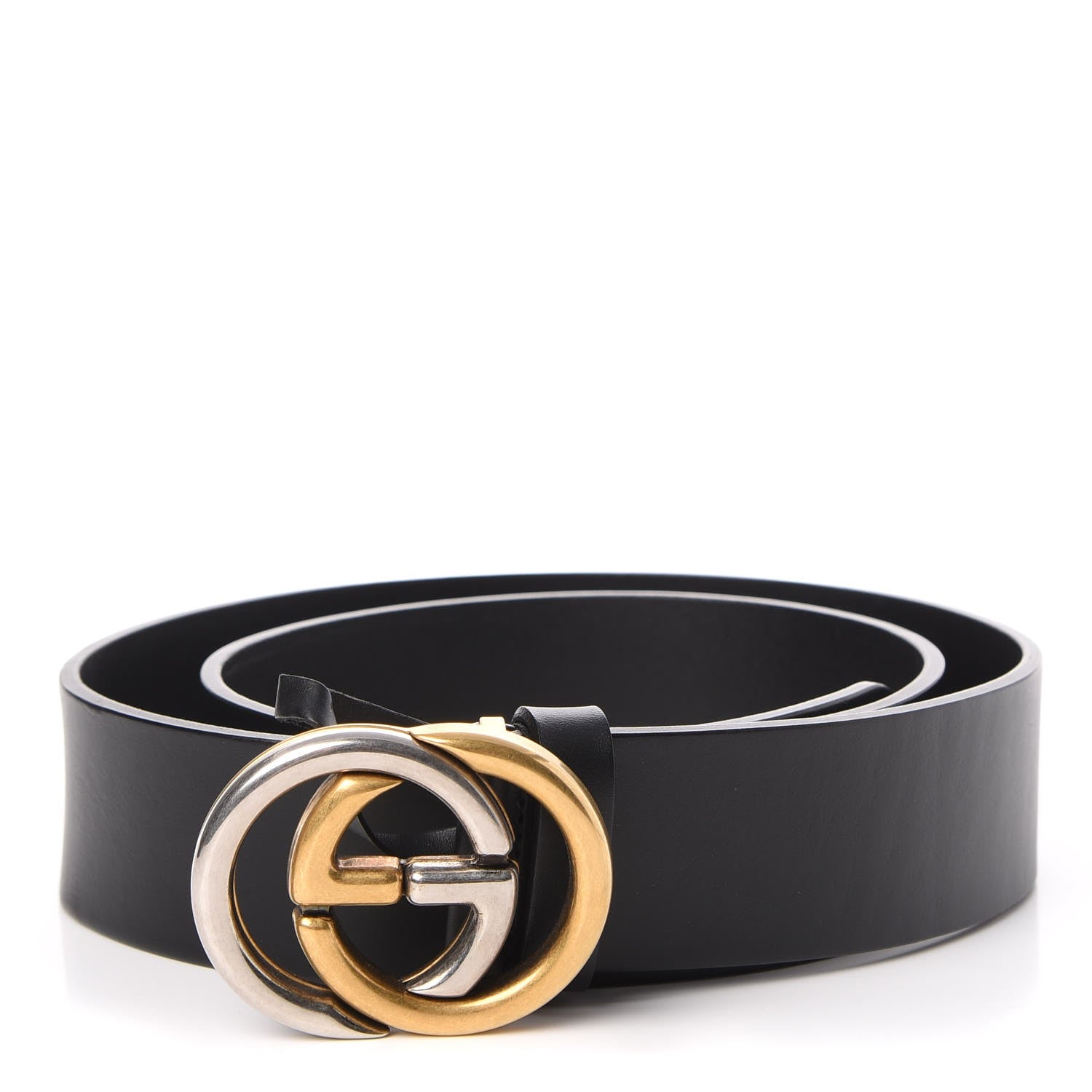 Gucci Calfskin Bi Color Interlocking G Belt 90 36 Black 1 of 7