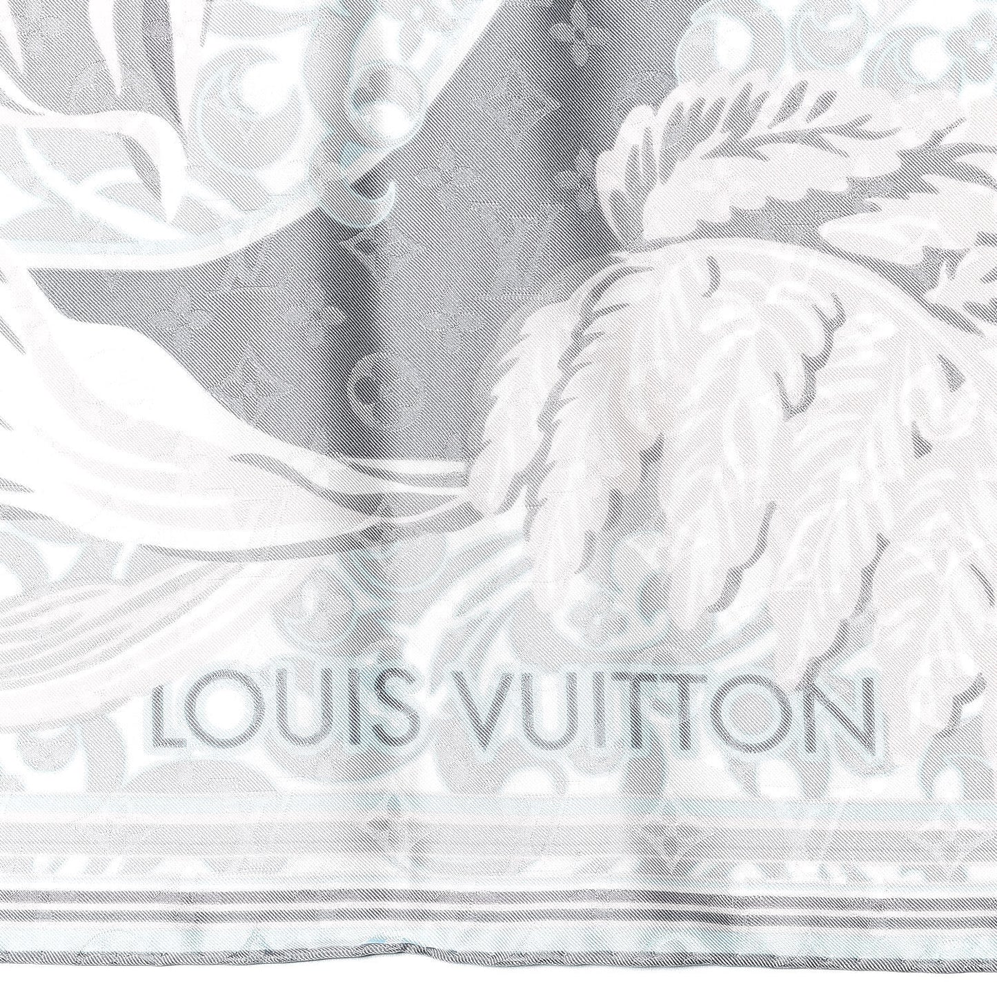 Silk Monogram LV Square Scarf Grey