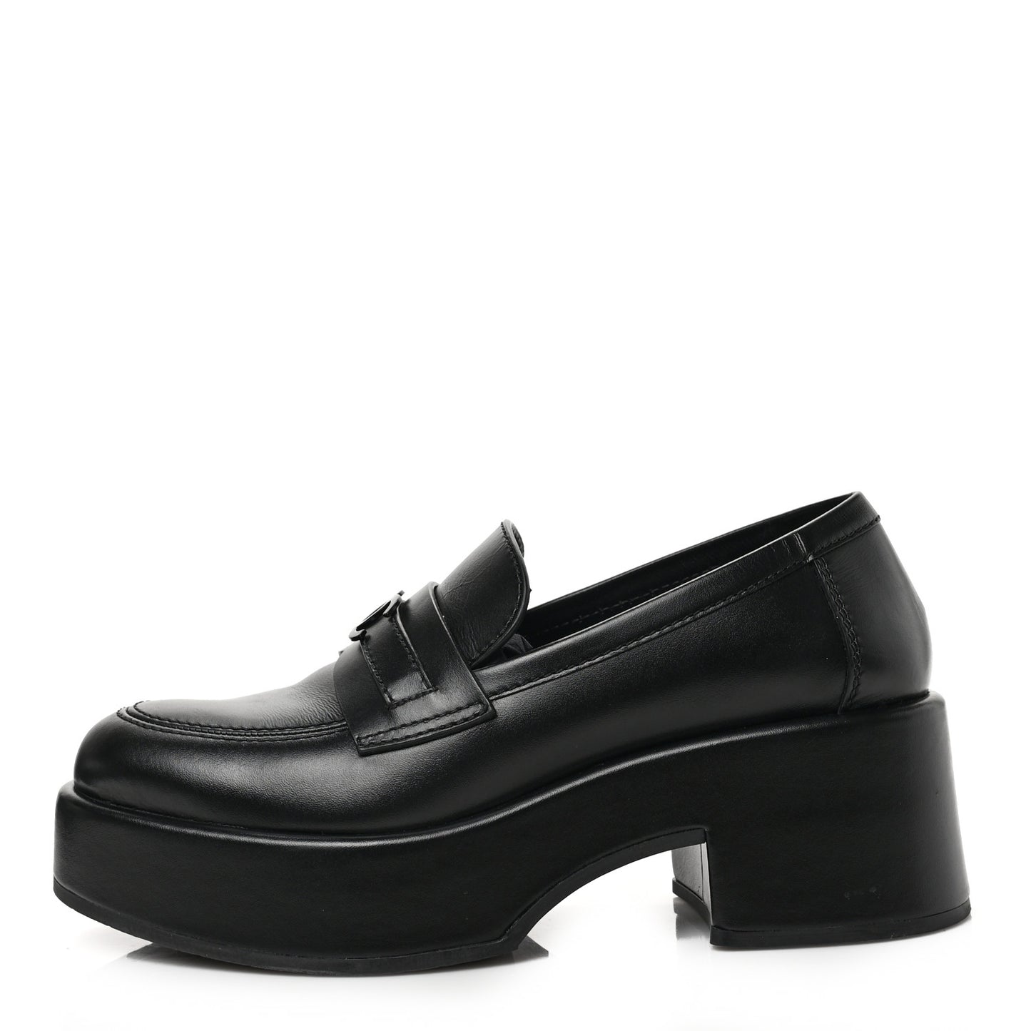 Calfskin CC Platform Loafers 38 Black
