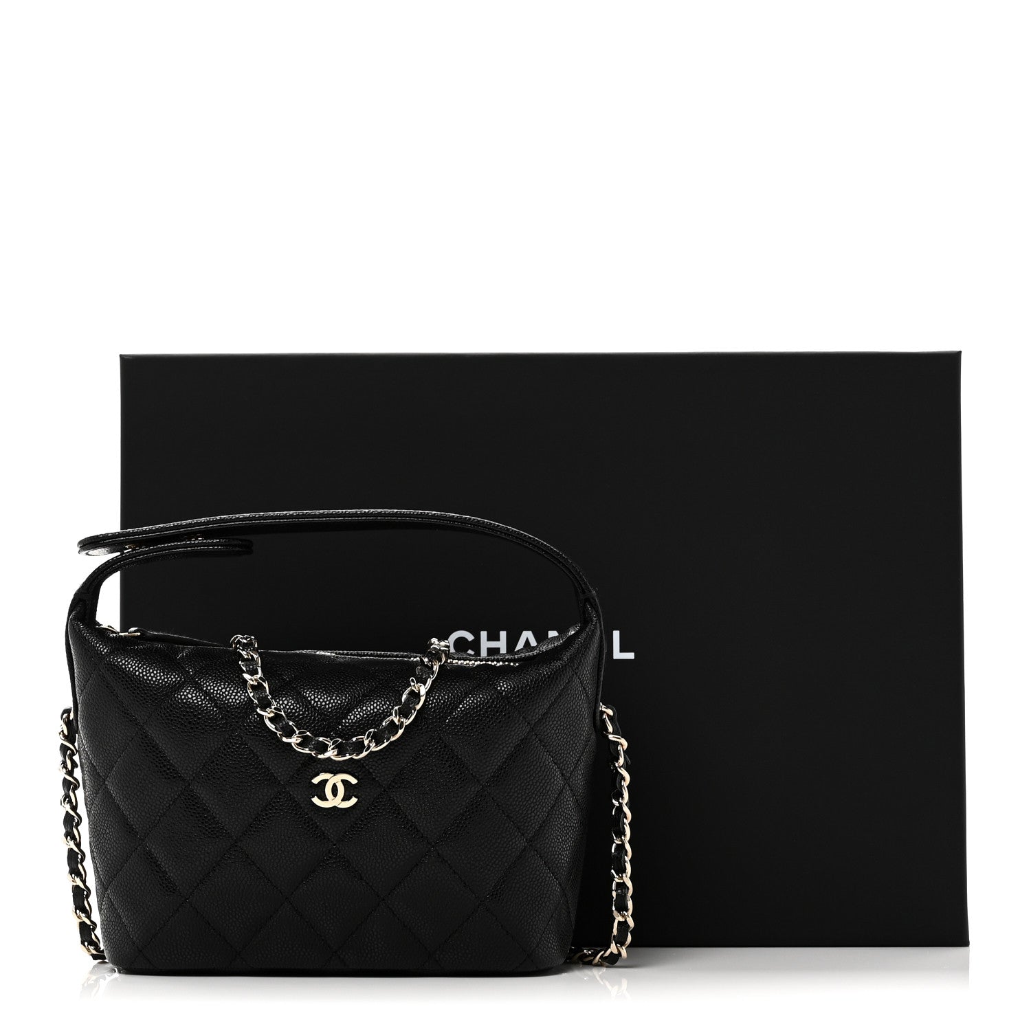 Chanel Caviar Quilted Hobo Clutch With Chain Black 11 of 11