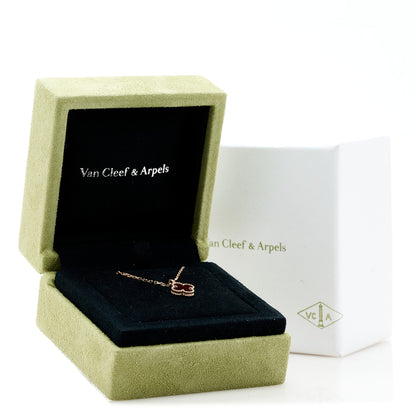 Van Cleef & Arpels 18K Rose Gold Carnelian Sweet Alhambra Pendant Necklace 6 of 6