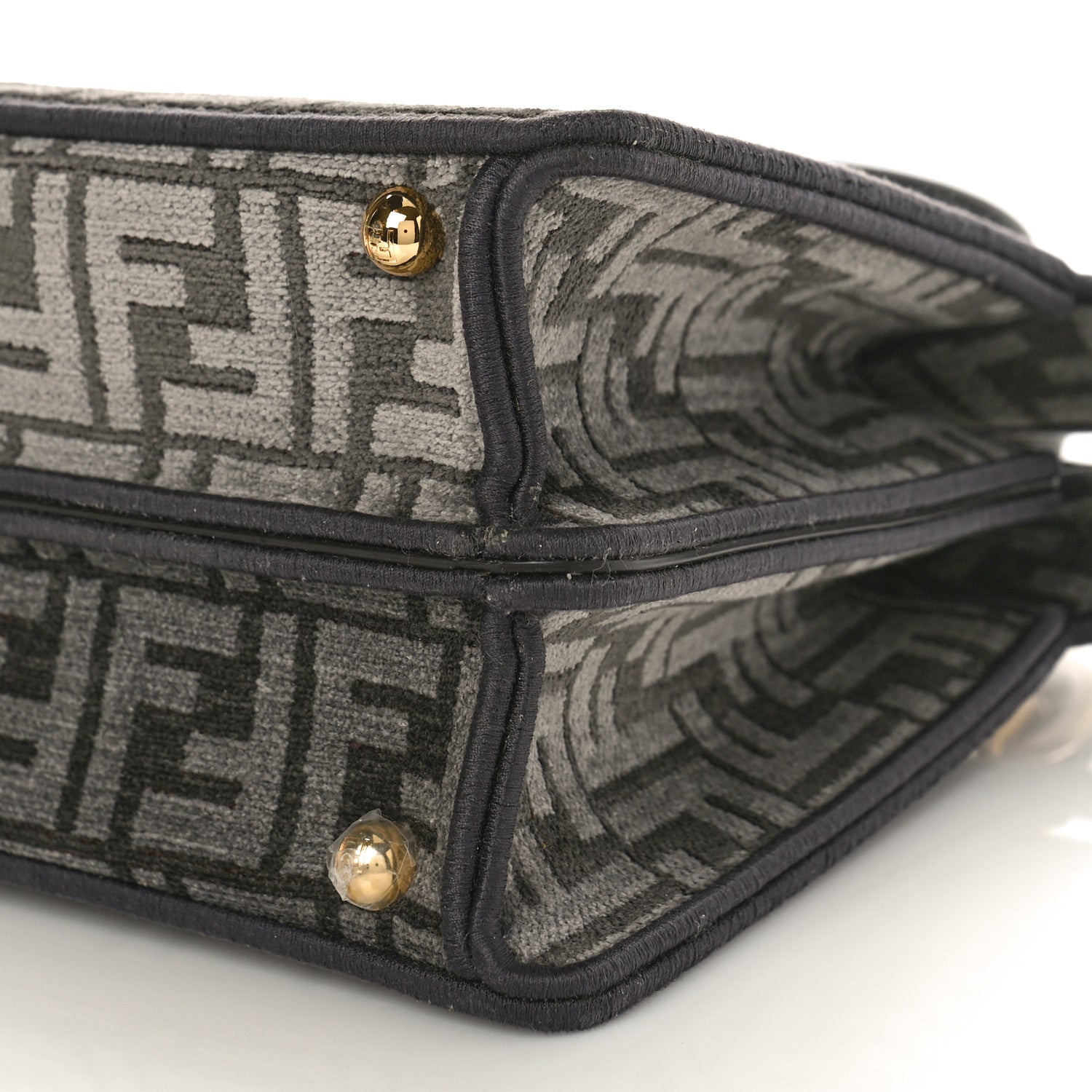 Fendi Chenille Vitello Seta FF Small Peekaboo I SEE U Satchel Anthracite Asfalto 8 of 8