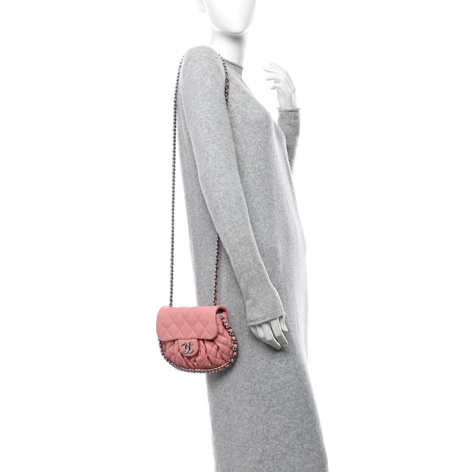 Chanel Washed Lambskin Quilted Mini Chain Around Messenger Pink 2 of 14