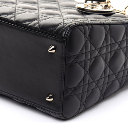 Christian Dior Lambskin Cannage Medium Lady Dior Black 10 of 13