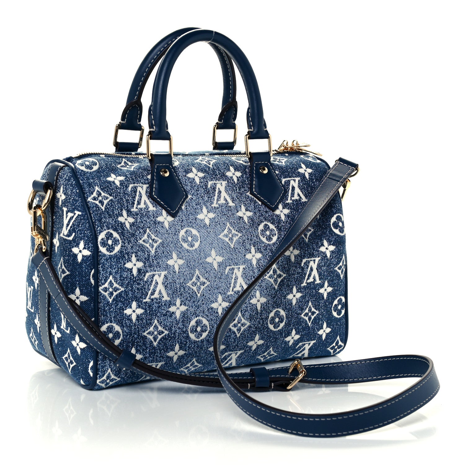 Louis Vuitton Monogram Jacquard Denim Speedy Bandouliere 25 Bleu 3 of 10