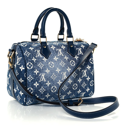 Louis Vuitton Monogram Jacquard Denim Speedy Bandouliere 25 Bleu 3 of 10