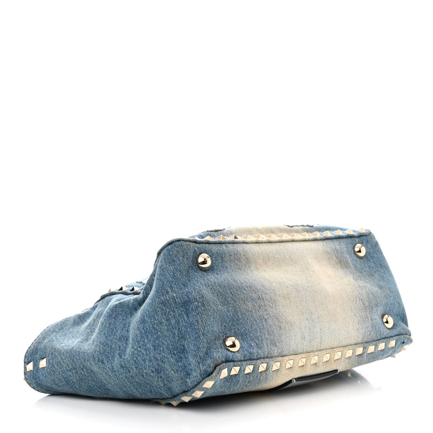 Valentino Garavani Denim Butterfly Embroidered Small Rockstud Tote Light Denim 4 of 9