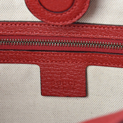 Gucci Soft GG Supreme Monogram Web Bosco Patch Small Crossbody Tote Beige Malva Hibiscus Red 6 of 9
